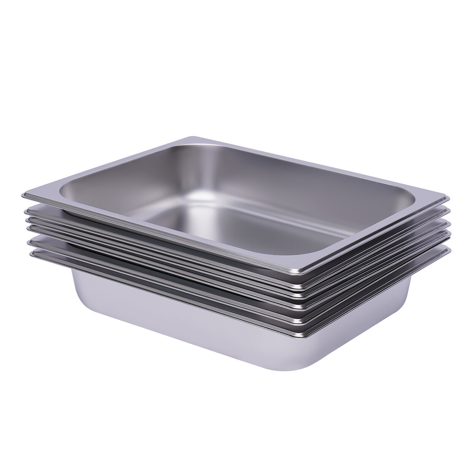 Miumaeov 6Pcs 2.36inch Deep Steam Table Pans 1/2 Size Restaurant Stainless Steel Steam Table Chafing Pans for Hotel Buffet 12.99x10.24x2.36inch