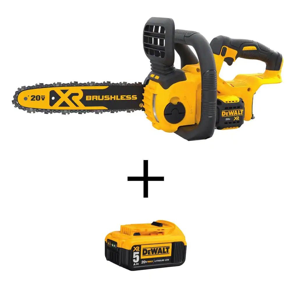 DEWALT DCCS620BWB205 20V MAX 12in. Brushless Cordless Battery Powered Chainsaw Kit with (1) 5Ah Battery and Charger