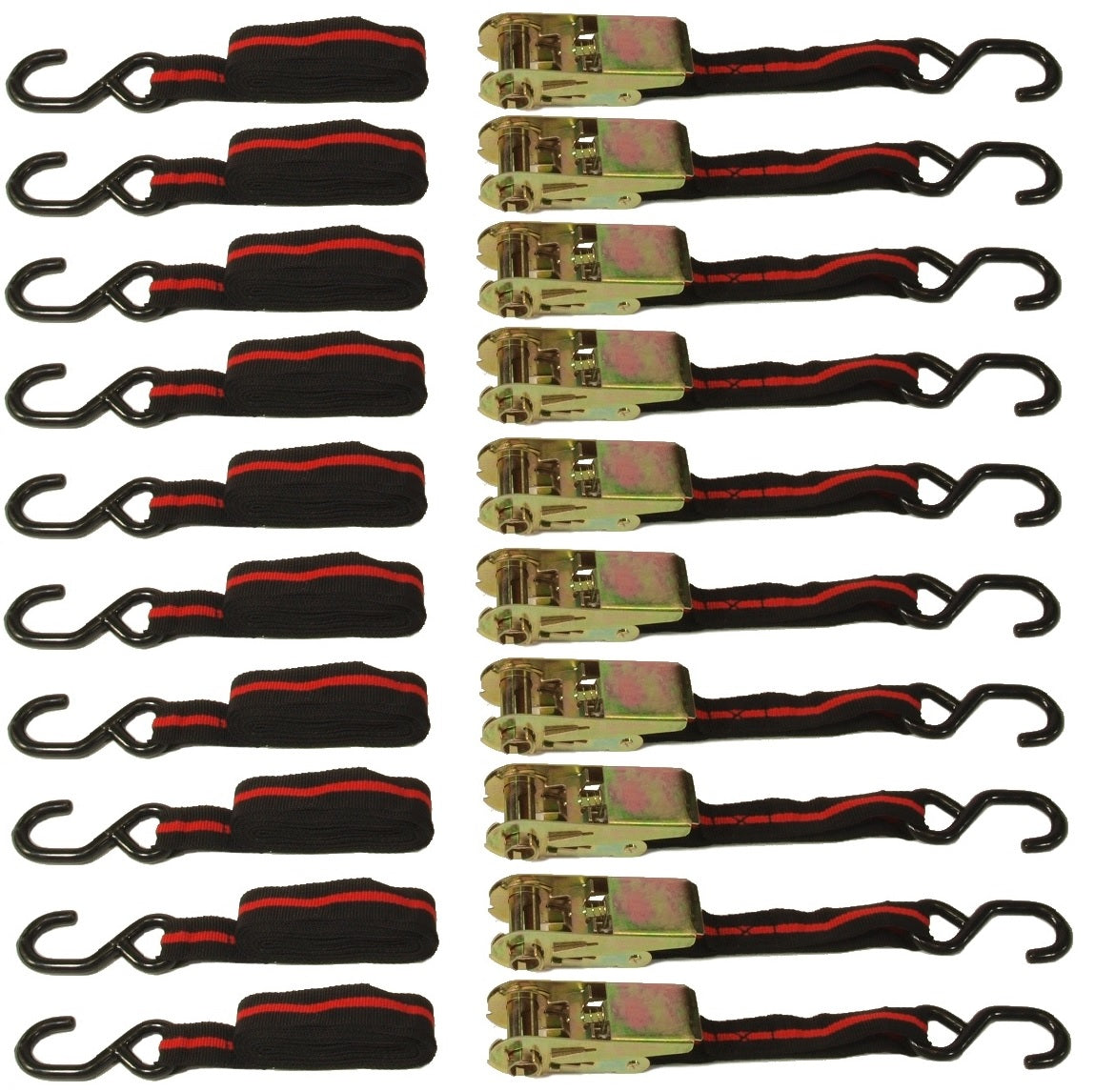 Set of 10 1" x 10' RATCHET TIE DOWN STRAPS Ratcheting Tow Straps ATV Motorcycle