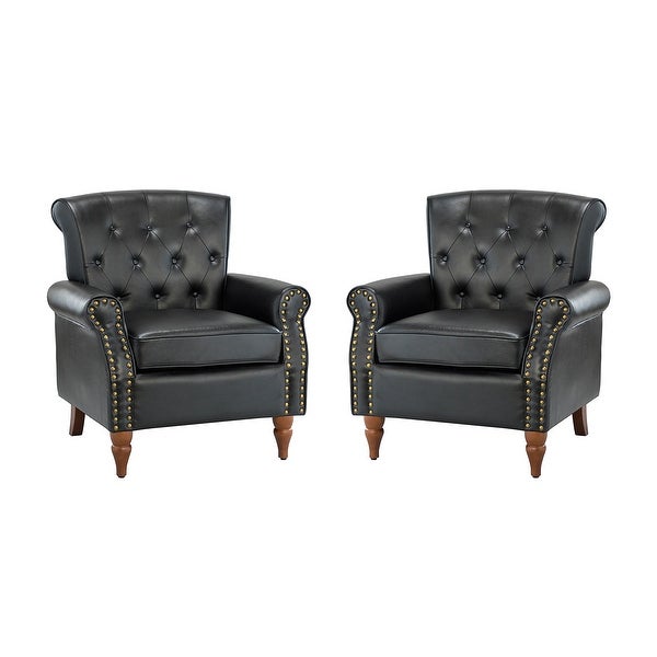 Indiges Upholstered Accent Armchair with Nailhead Trim Set of 2 by HULALA HOME