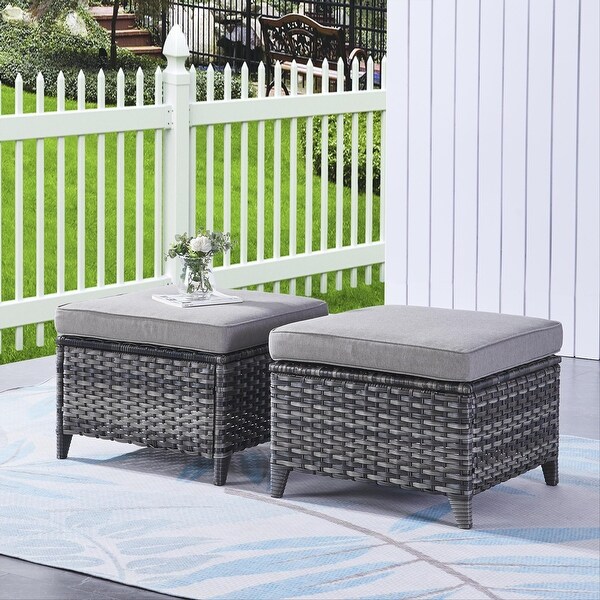 Pocassy 5Piece Outdoor Wicker Sofa Set with Swivel Chairs