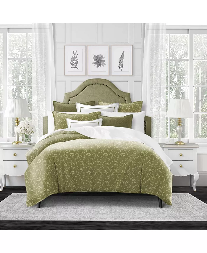 6ix Tailors Fine Linens Hayba Olive Full Double Comforter and 2 Shams Set， Plus 2 Bonus Cushions