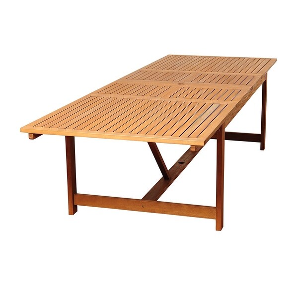 Amazonia Brown Rectangular Eucalyptus Wood Outdoor Dining Table with Extension