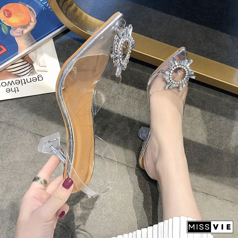 Luxury Women Pumps Transparent High Heels Sexy Pointed Toe Slip-on Wedding Party Brand Fashion Shoes For Lady Size 34-43