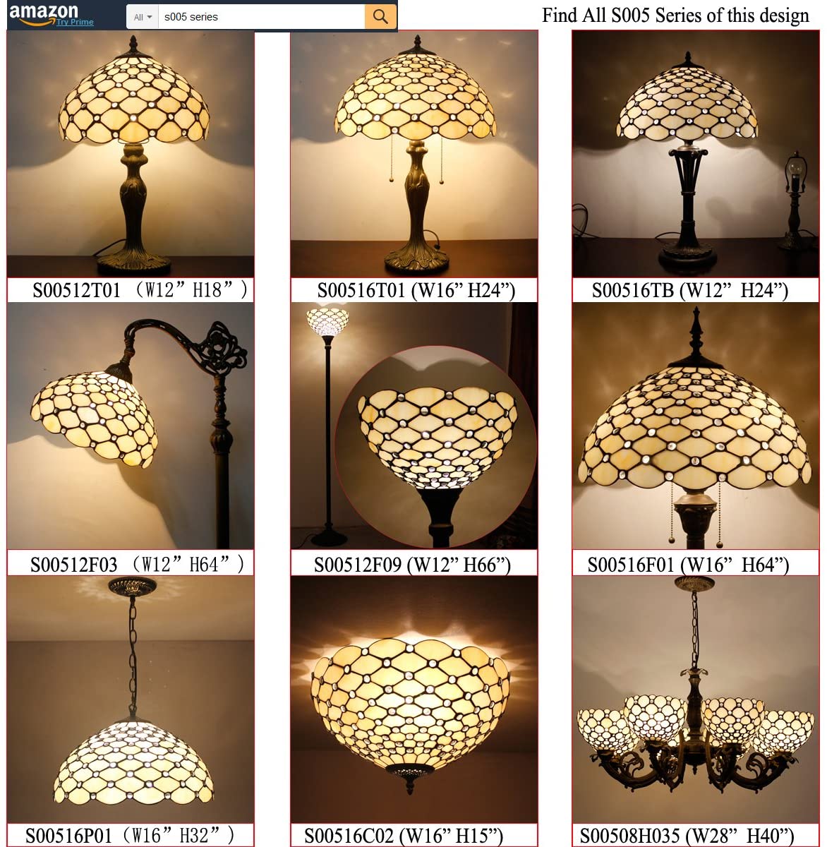 BBNBDMZ Tiffany Floor Lamp Cream Amber Stained Glass Bead Light 12X12X66 Inches Pole Torchiere Standing Corner Torch Uplight Decor Bedroom Living Room  Office (LED Bulb Included) S005 Ser