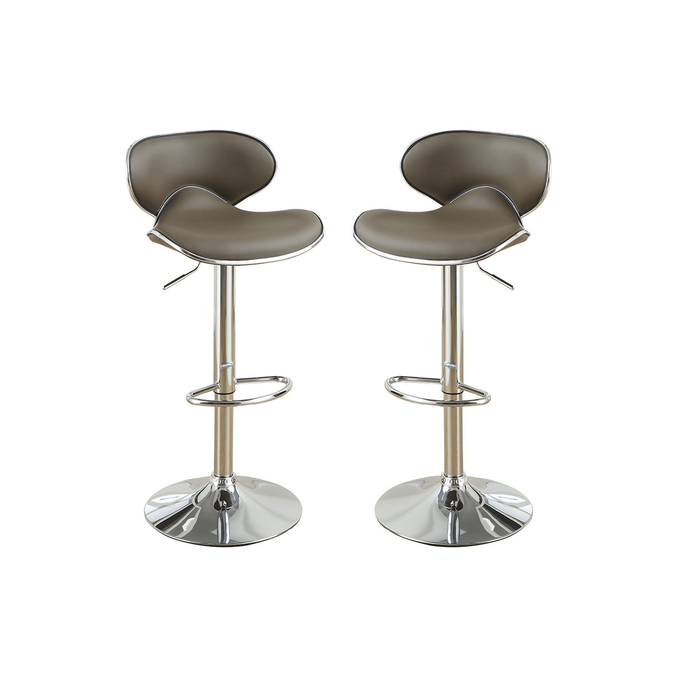 2PCS Bar Stools Adjustable Faux Leather Bar Stools Espresso