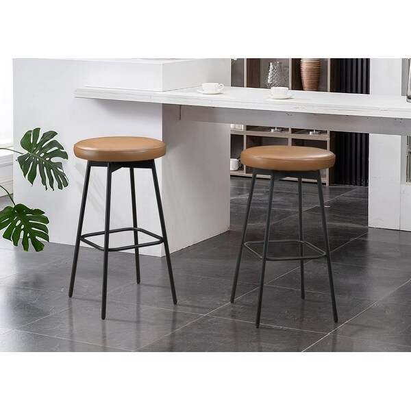 LuXeo Doheny Black Steel Legs Swivel Barstool (Set of 2) - N/A