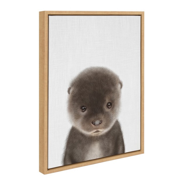 X 24 quot Sylvie Baby Otter Color Illustration Framed Canvas By Simon Te Natural Kate amp Laurel All Things Decor