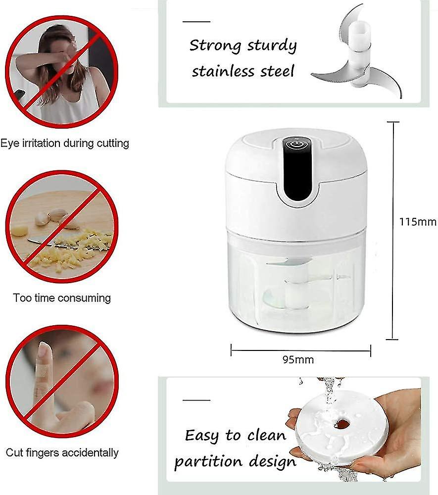 Electric Mini Garlic Chopper， Usb Rechargeable Portable Mini Food Chopper， Used For Chopping Garlic， Ginger， Chili， Minced Meat， Etc.， Kitchen Tools-w