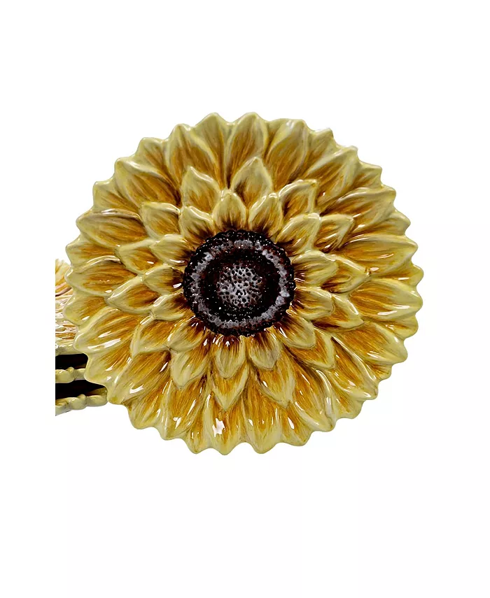 Certified International Sunset Sunflower 4-Pc. 3-D Dessert Plate