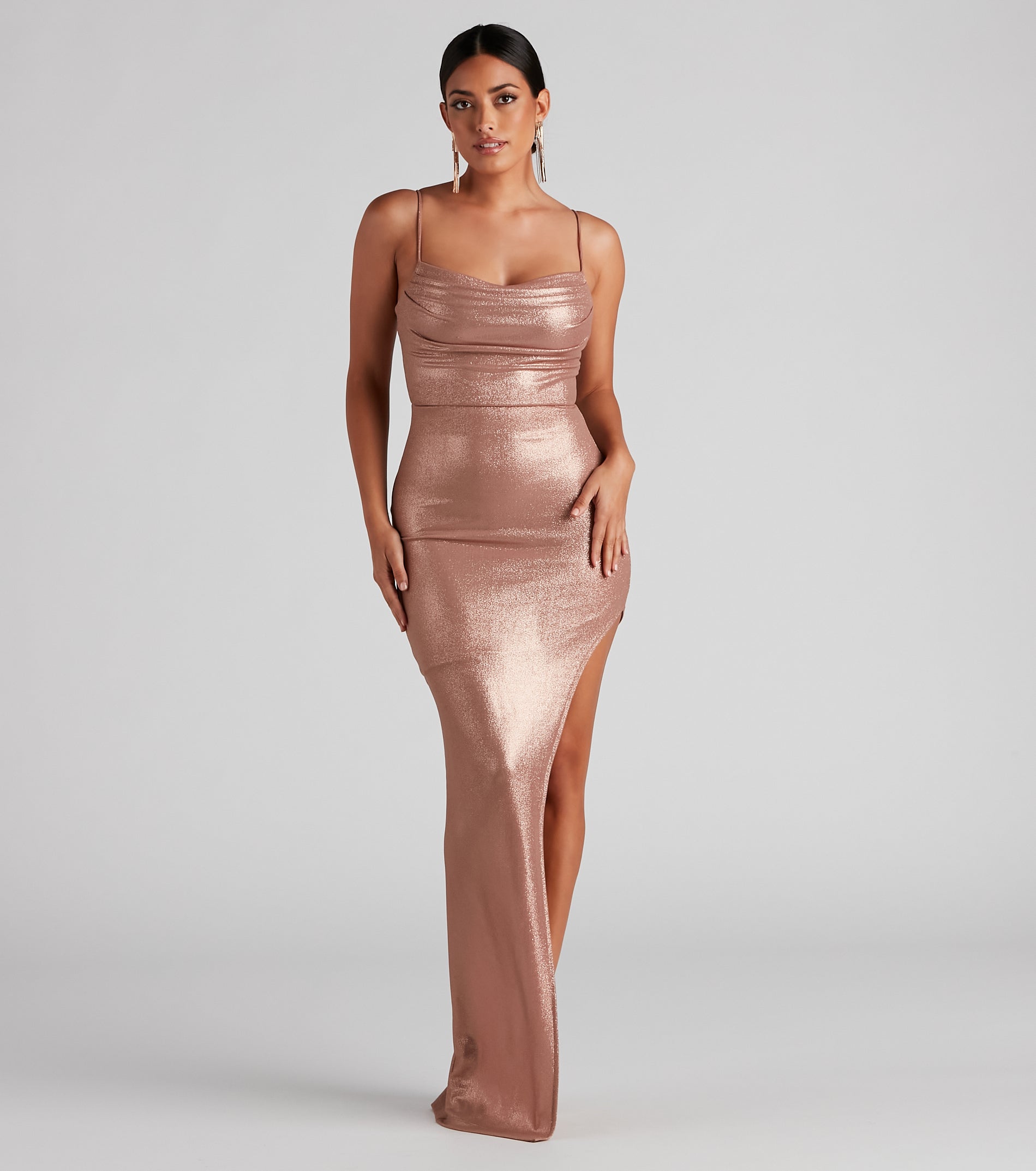 Lola Formal High Slit Glitzy Glitter Dress