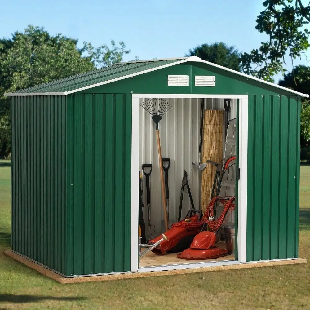 8' x 4' Galvanized Steel Tool Storage Shed Outdoor Garden Sheds Bike Sheds Garden Supplies