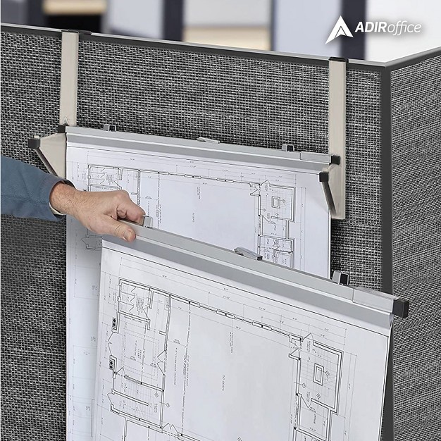 Adiroffice 18 25 x27 x27 Steel Blueprint Storage Cubicle Wall Rack Grey 618 gry