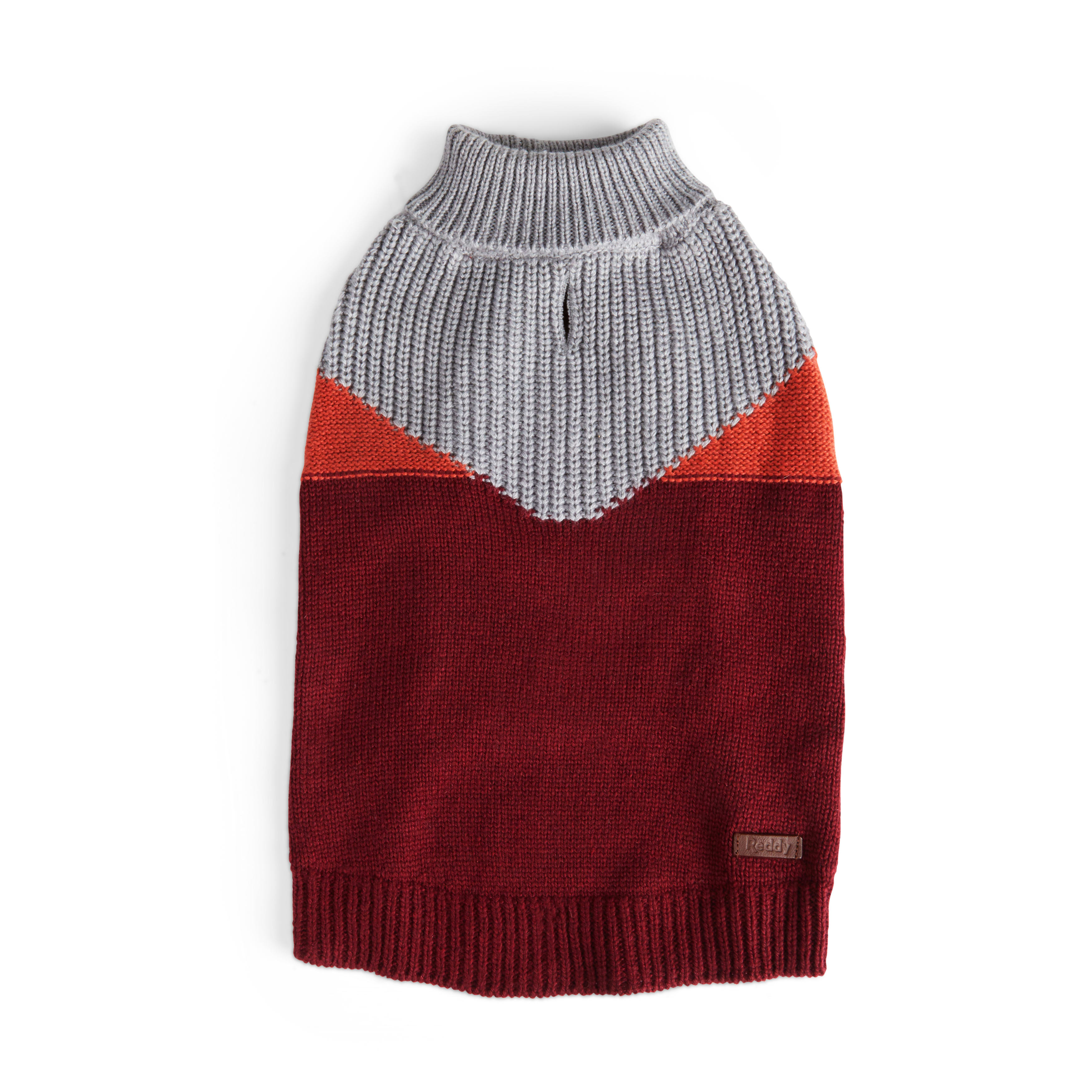 Reddy Burgundy Colorblock Dog Sweater， X-Small