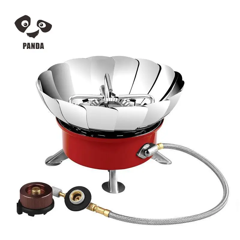 Portable Butane Camping Windproof Windshield Foldable Aluminum Burner Gas stove For Outdoor Cooking With Carrying Case