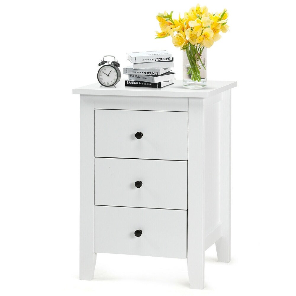 Nightstand End Beside Table Drawers Modern Storage Bedroom Furniture