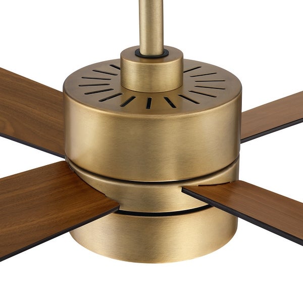 52 in. Indoor 4-Blade Natural Brass  Downrod Mount  Chandelier Ceiling Fan with Light and Remote Control Shopping - The Best Deals on Ceiling Fans | 39975428