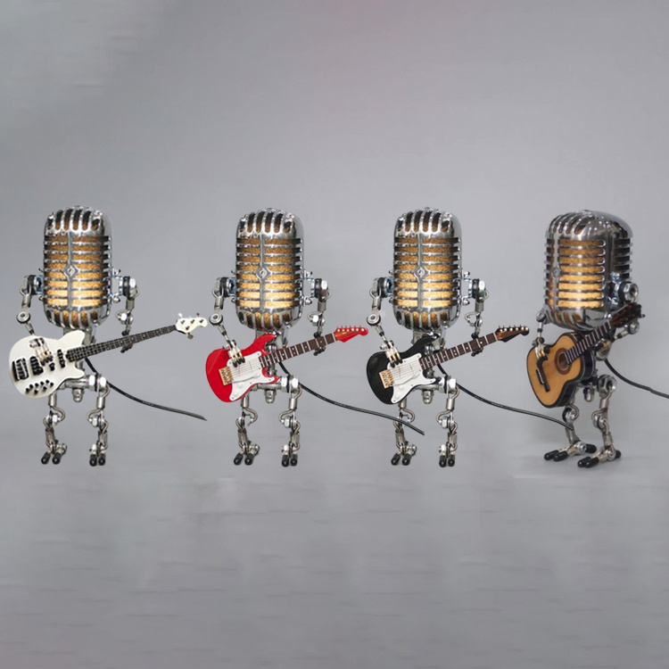 Vintage Metal Microphone Robot Desk Lamp