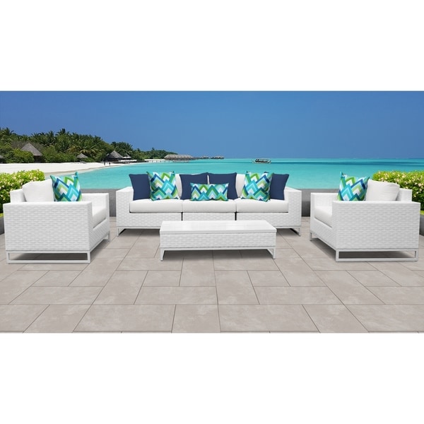 Miami 6 Piece Outdoor Wicker Patio Furniture Set 06e