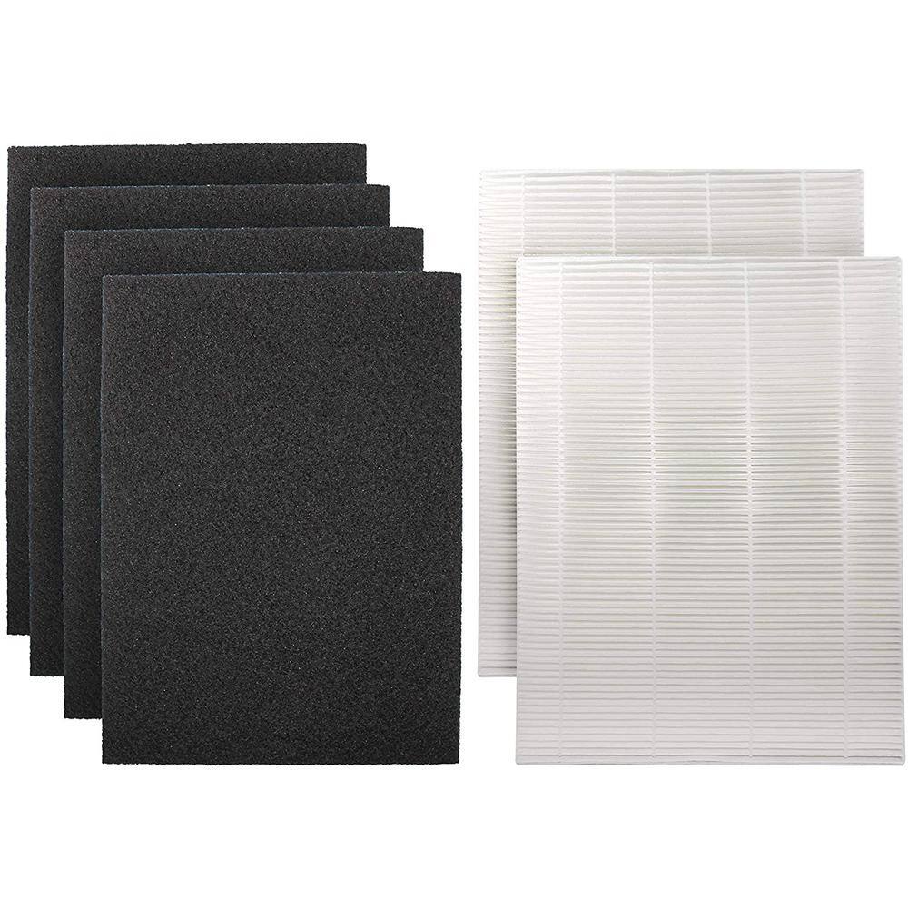 LifeSupplyUSA 8.5 in. x 11 in. x 3 in. 2 HEPA 4 Carbon Replacement Filters Set Fits Coway AP-1216L Tower Air Purifier AP-1216-FP ER505