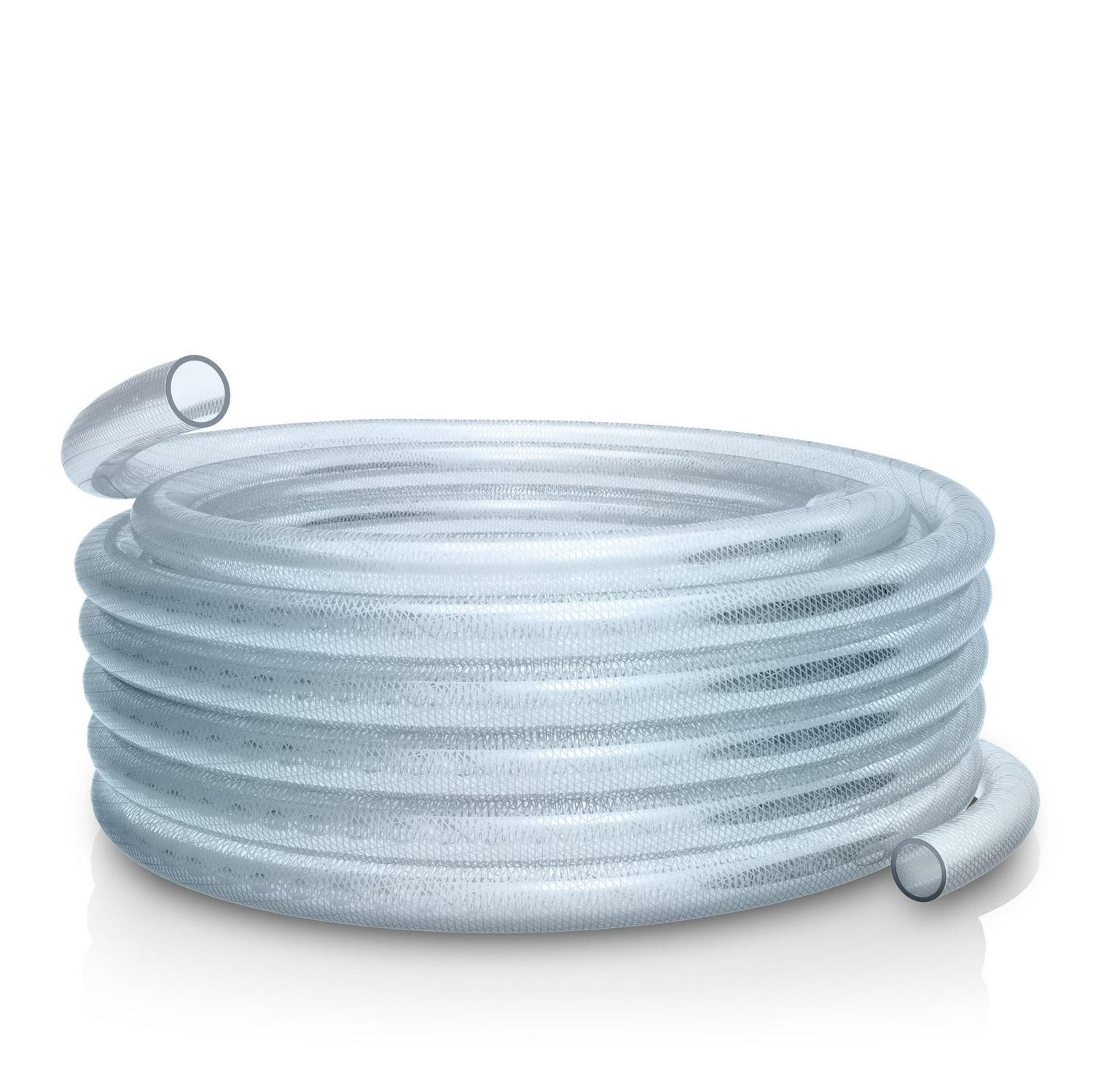 Alpine Corporation 1 I.D. x 100and#8242; Braided High-Pressure Reinforced PVC Vinyl Pond Tubing， Clear