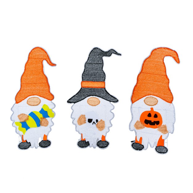 Halloween Gnome Trio With Led Light Strips