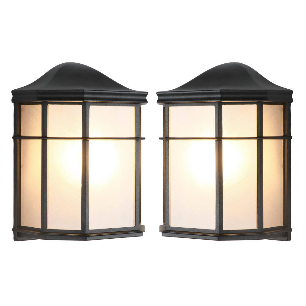 C Cattleya 1-Light Matte Black Motion Sensing Dusk to Dawn Aluminum Outdoor Wall Lantern Sconce with LED Radar Bulb (2-Pack) CA2102-2W