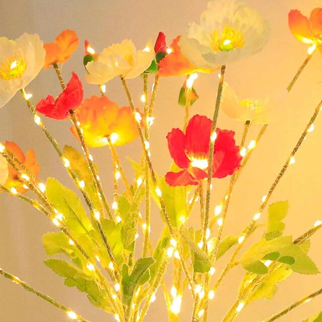 3PCS Flower Design Decoration Light Modern Plastic Fake Flower Design Decorative Light For Home Decoration