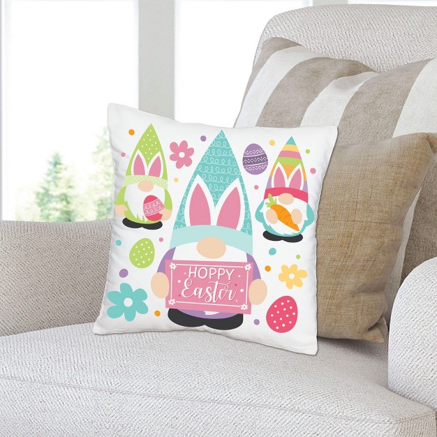 Big Dot Of Happiness Easter Gnomes Spring Bunny Party Home Decorative Canvas Cushion Case Throw Pillow Cover 16 X 16 Inches