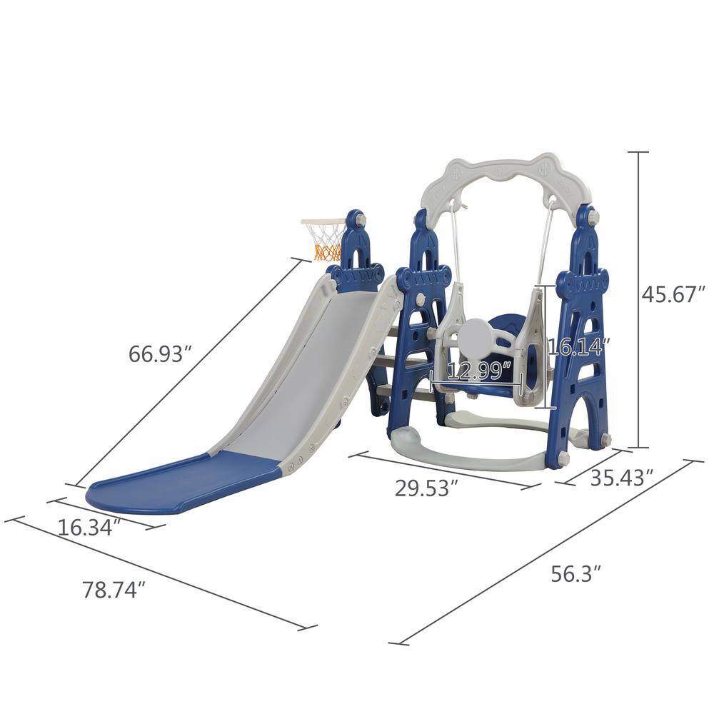 TIRAMISUBEST OutdoorIndoor HDPE 3-in-1 Playset with Slide Swing and Basketball Hoop DXY0102HPSXQ7