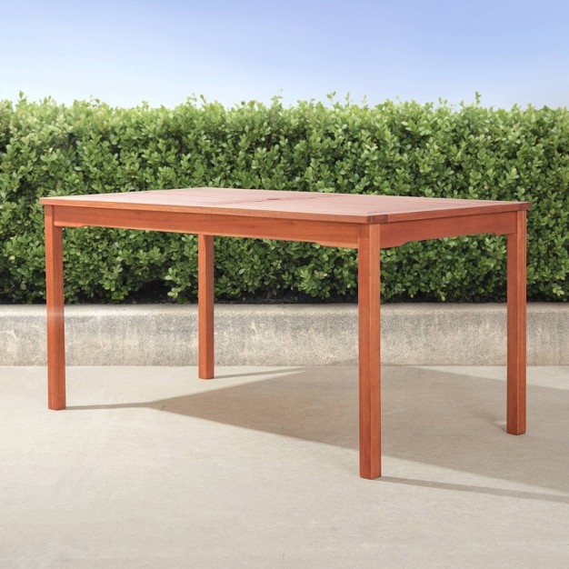 Azen Dylan Rectangular Coastal Eucalyptus Hardwood Patio Dining Table Reddish Brown Weather resistant Uv protected Outdoor Use