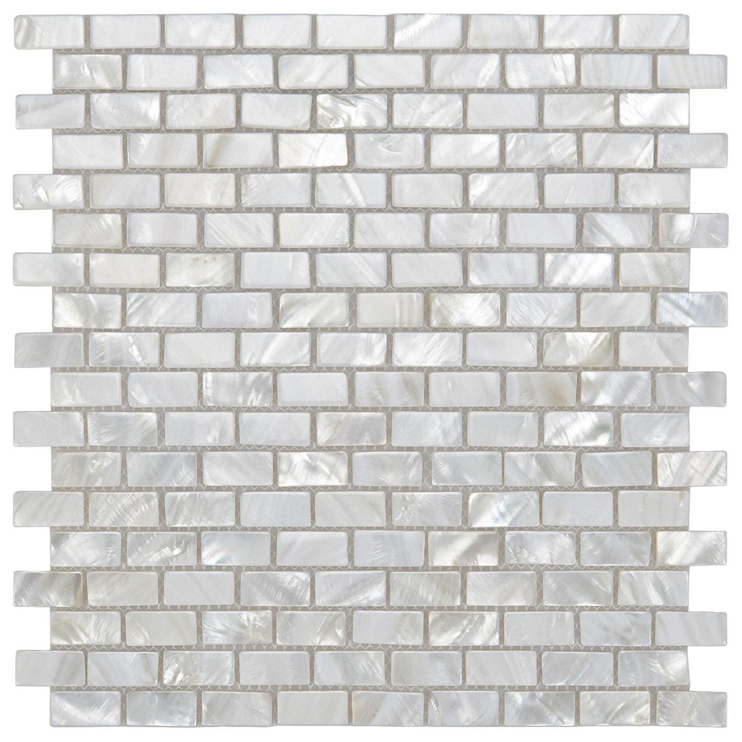 Art3d (10-Pack) 12 x 12 Mother of Pearl Backsplash Tile with Seams White Opal Subway for Kitchen