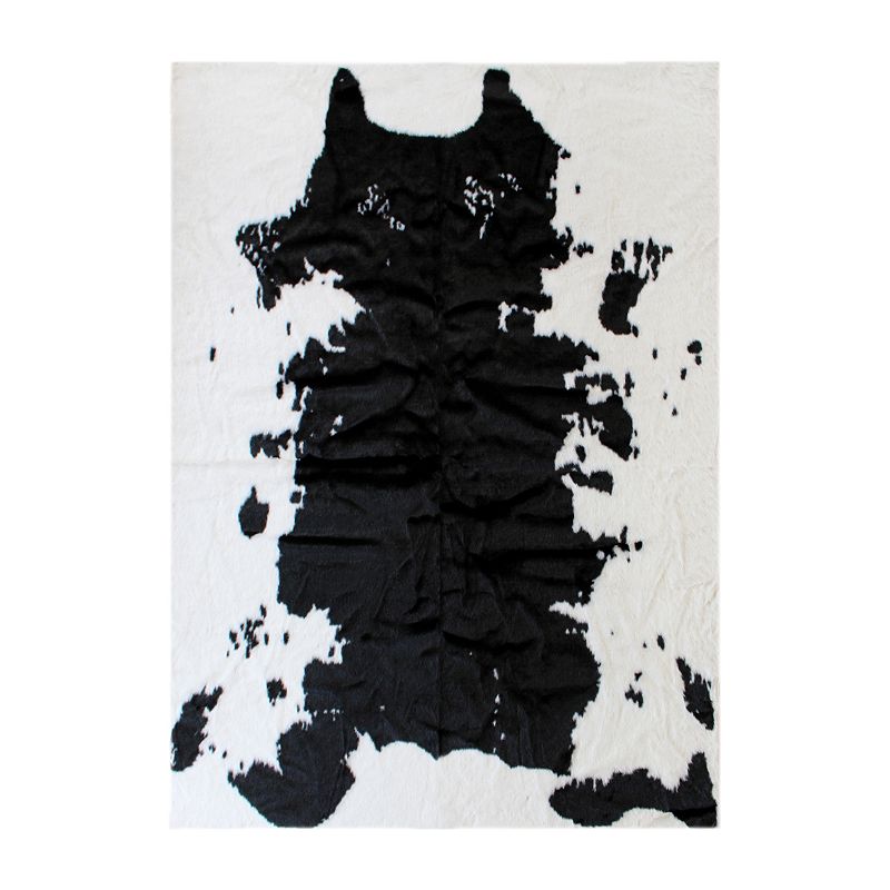 Masada Rugs Masada Rugs 3'x5' Faux Fur Cowhide Area Rug Mat in Black and White