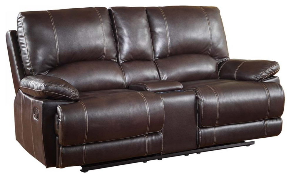 41 quotStylish Brown Leather Console Loveseat   Contemporary   Loveseats   by HomeRoots  Houzz