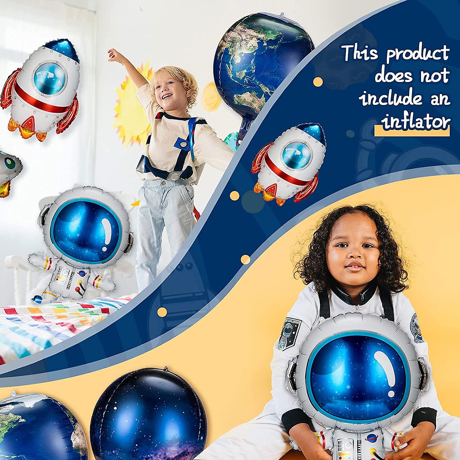 8 Pieces Galaxy Space Balloons Large Outer Space Cartoon Balloons Inflatable Rocket Astronaut Earth Spaceship Planet Balloons Space Themed Party Suppl