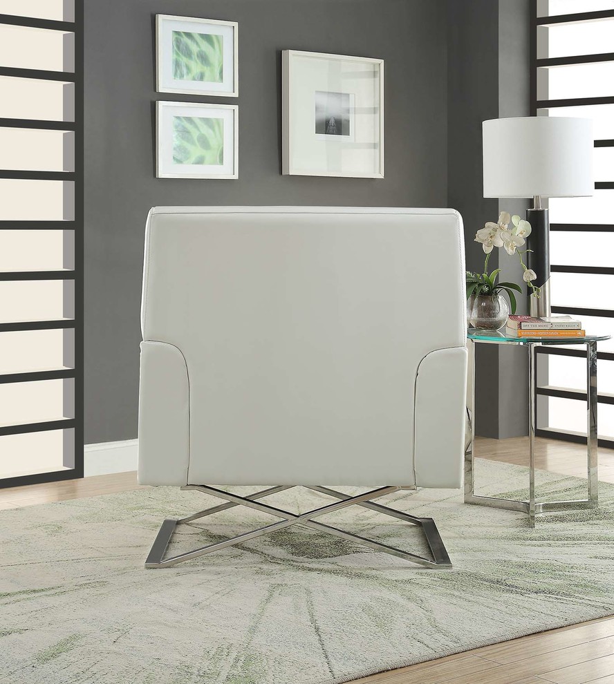 ACME Rosa White Accent Chair  Stainless Steel   Contemporary   Armchairs And Accent Chairs   by Acme Furniture  Houzz