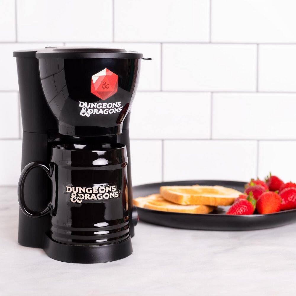 Uncanny Brands Black Dungeons  Dragons Single Cup Coffee Maker with Molded Mug CM-DAD-ST1