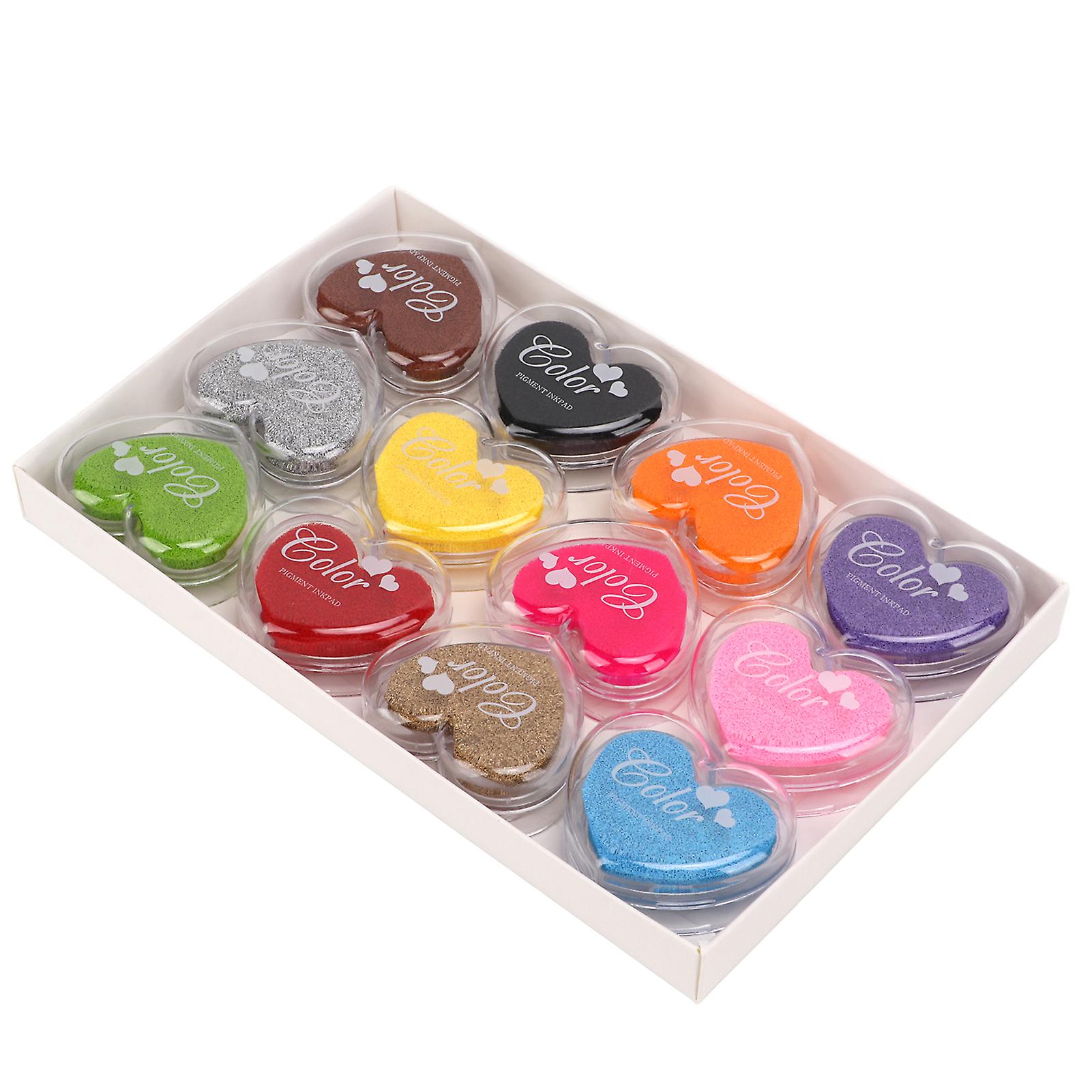 12 Color Stamp Pad Colorful Small Love Candy Color Washable Carving Inkpad Rubber Stamp Diy Stamp For Kid Gifts