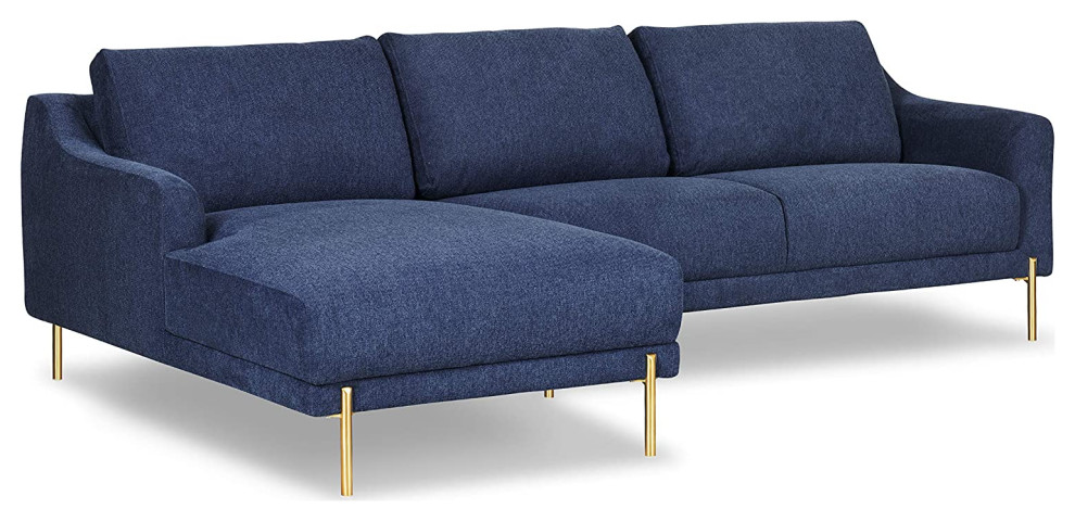 Left Facing Sectional Sofa  Brass Plated Legs  ampPolyester Seat   Contemporary   Sectional Sofas   by Decor Love  Houzz