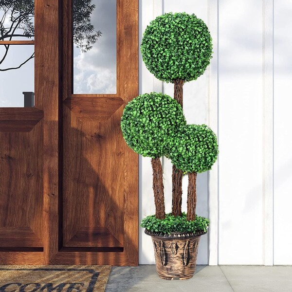 Artificial Topiary Triple Ball Tree Garden Decor