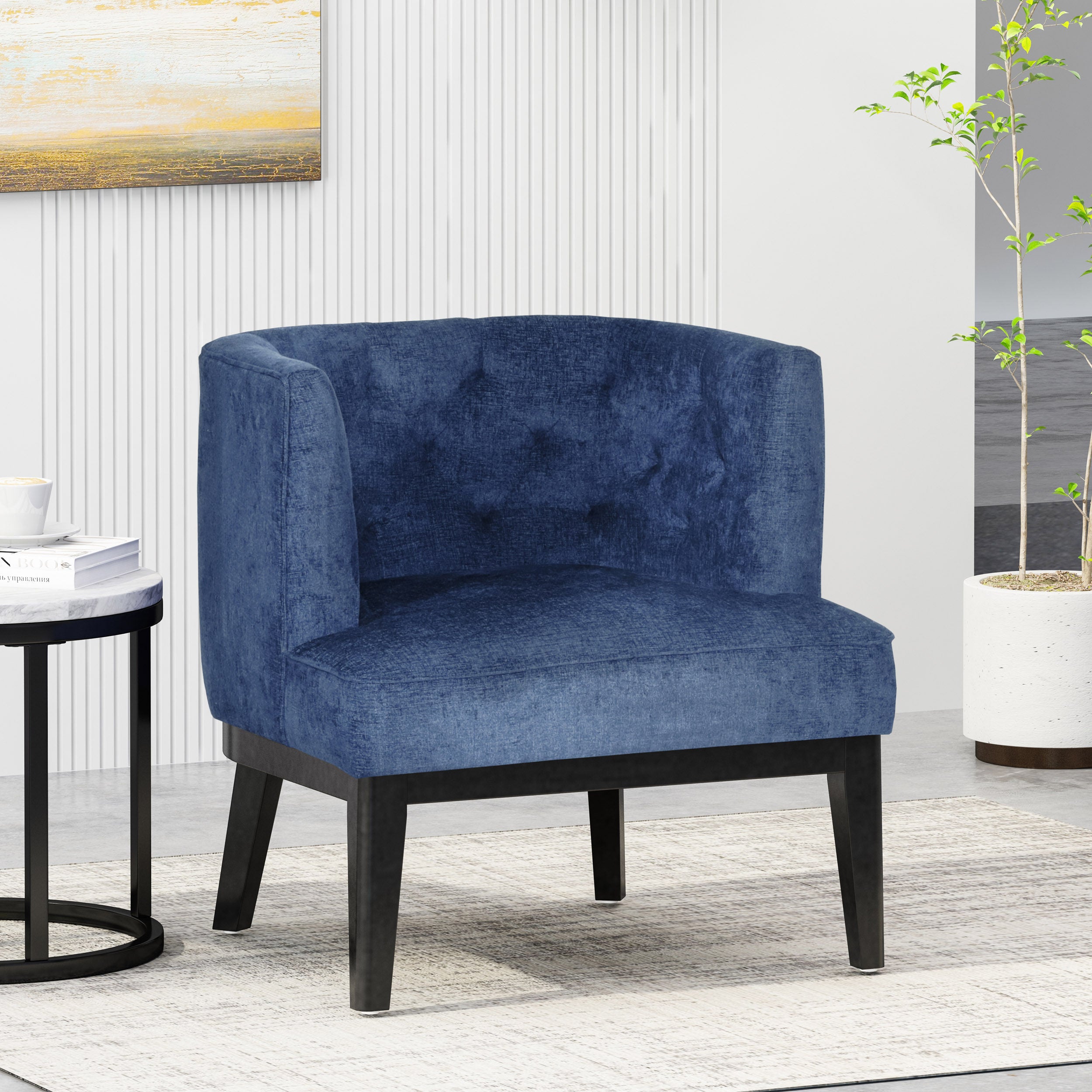 Evans Contemporary Fabric Tufted Accent Chair