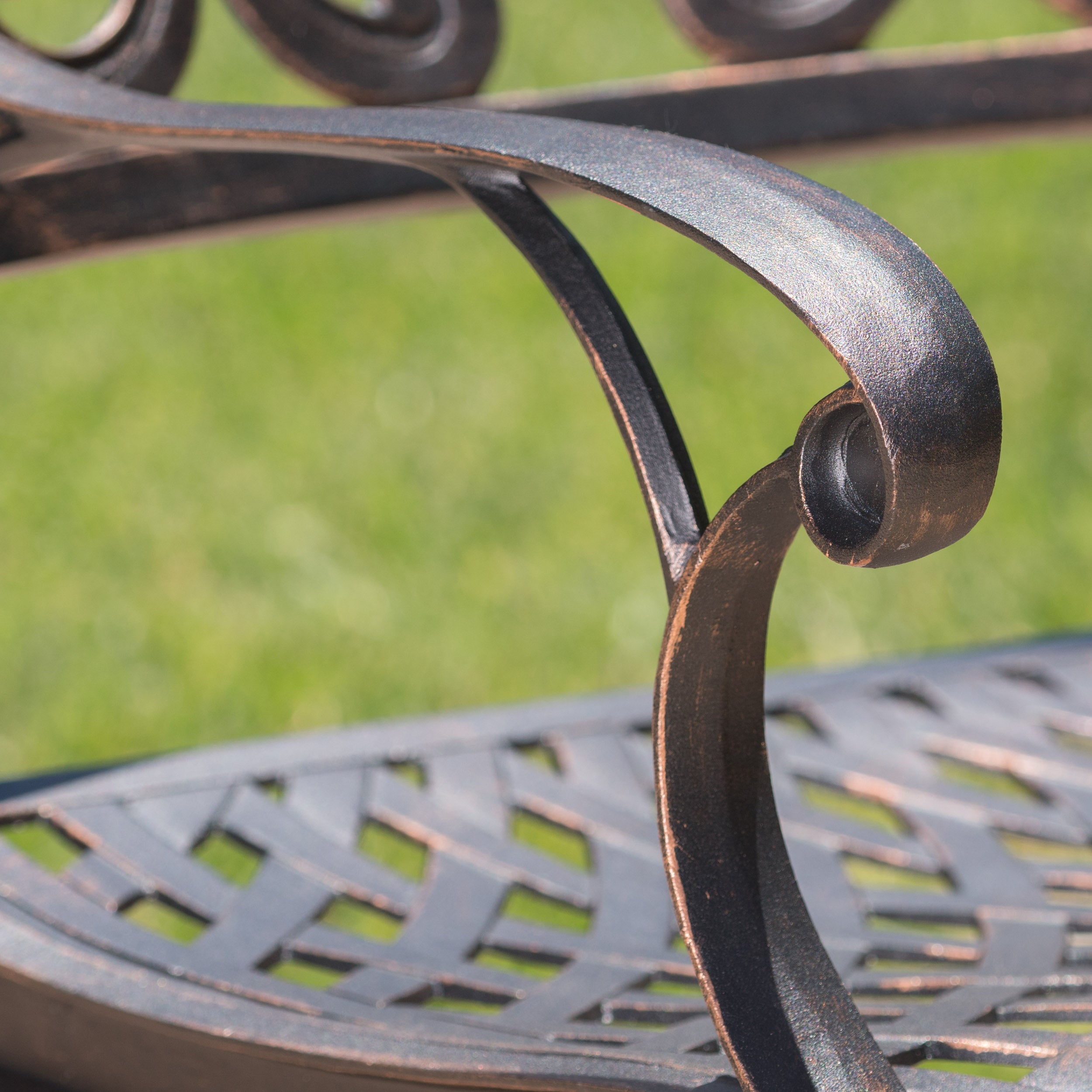 Carlton Outdoor Cast Aluminum Dining Chairs (Set of 2), Patina Copper