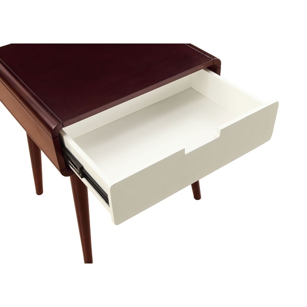 Aoolive Coffee Table End Table in Espresso and White for Living Room Furniture