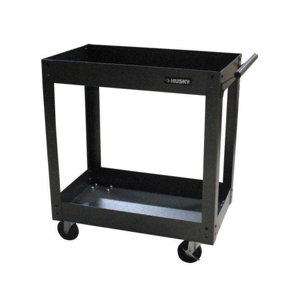 Husky 31 in. W x 16 in. D 2-Tray Metal Utility Tool Cart PMT-102R3