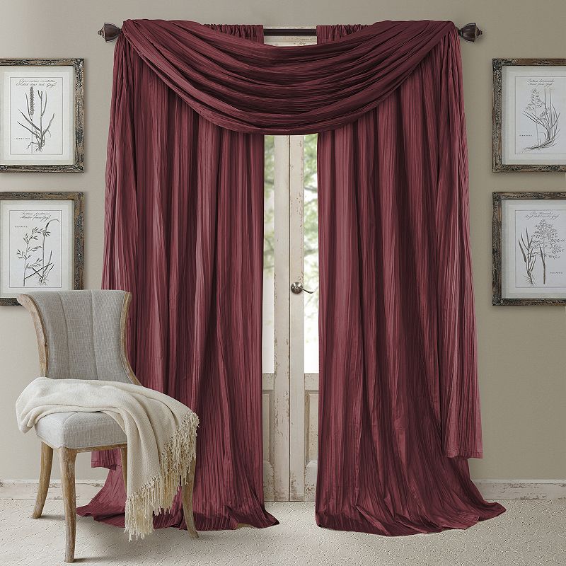 Elrene Home Fashions Athena Faux Silk Window Curtain and Scarf Set