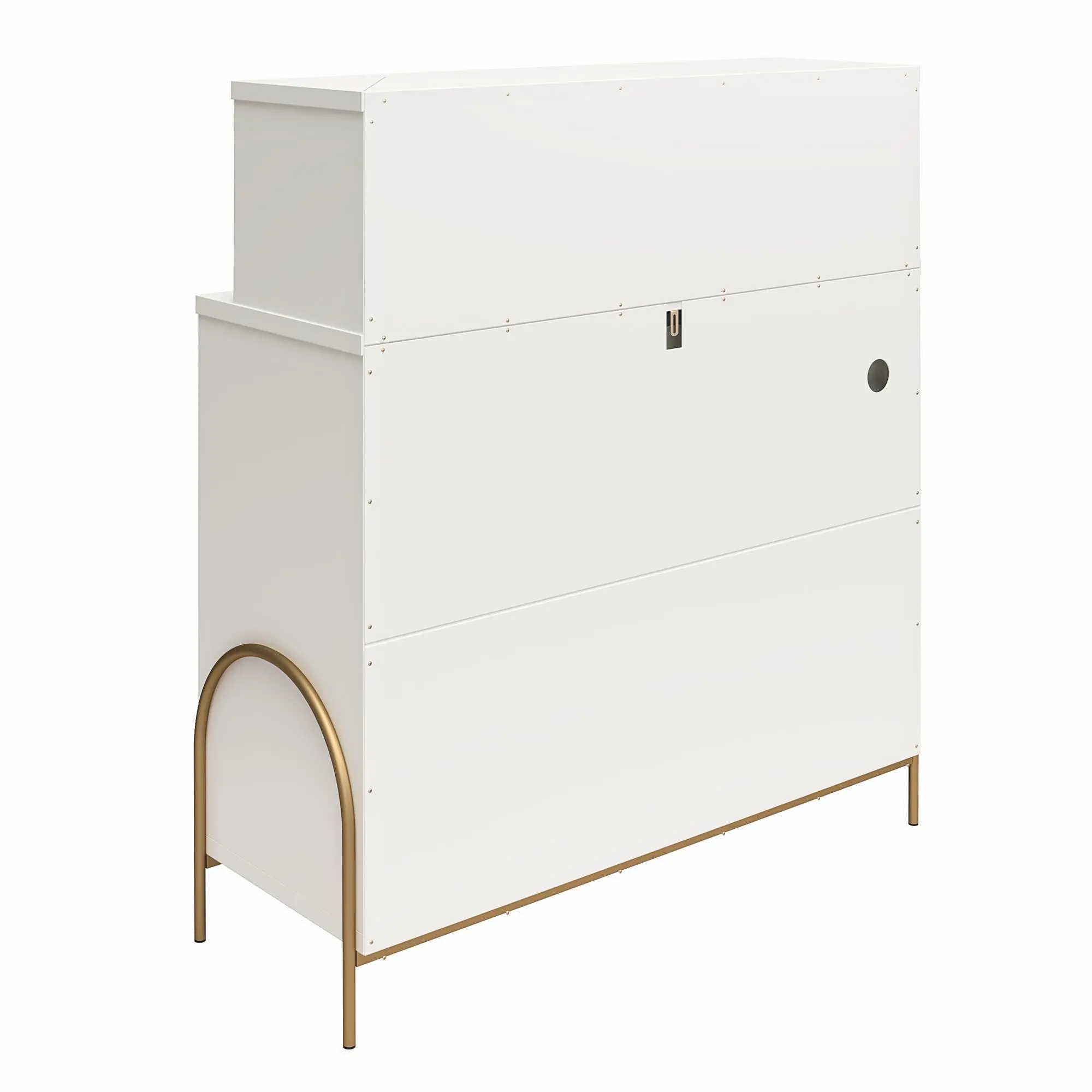 Anastasia White and Gold Dresser with Hutch