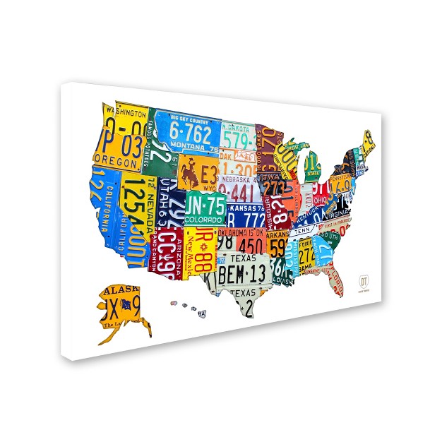 Trademark Fine Art design Turnpike x27 license Plate Map Usa 2 x27 Canvas Art