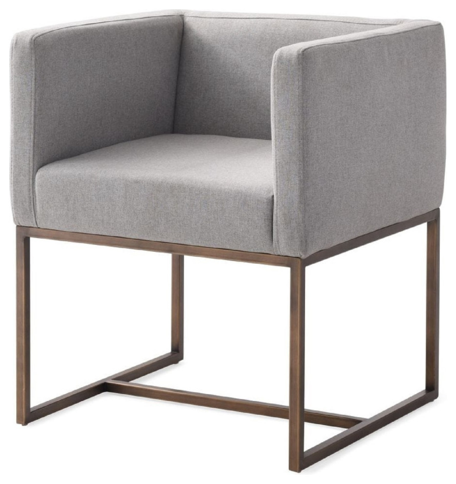 Cid 25 quotDining Chair  Smooth Gray Velvet  Cushioned Seat  Metal Base   Transitional   Dining Chairs   by VirVentures  Houzz