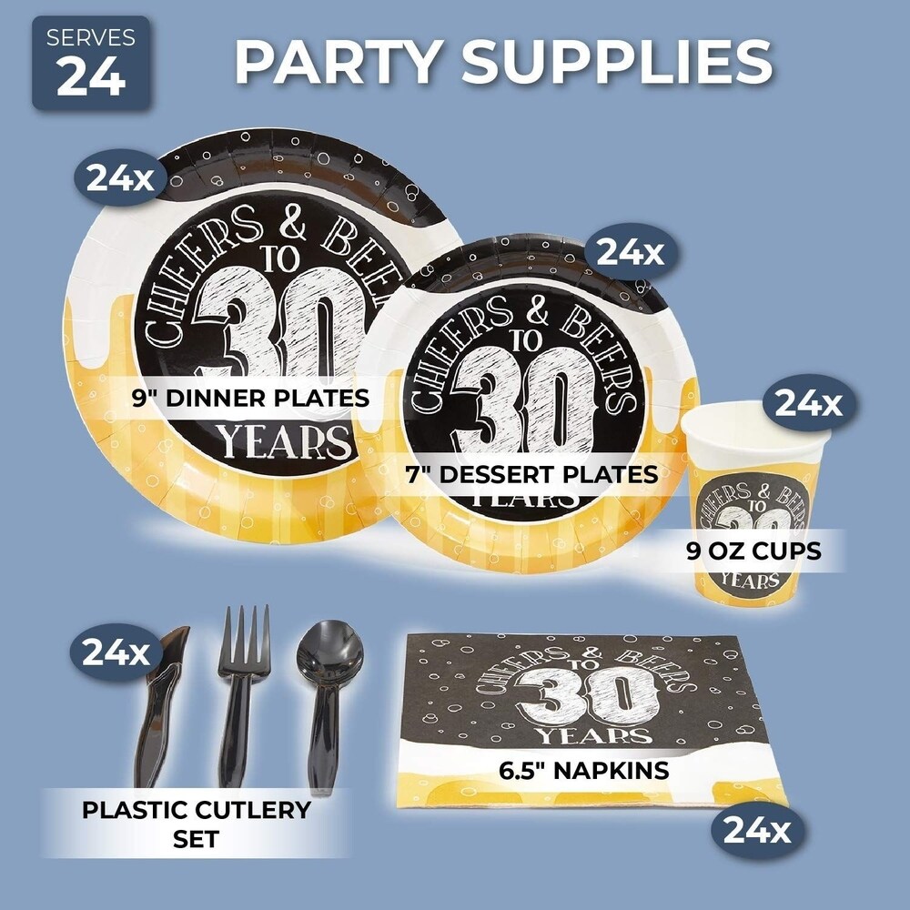 Serves 24 Cheers   Beers to 30 Years Party Supplies Decorations for Men Women