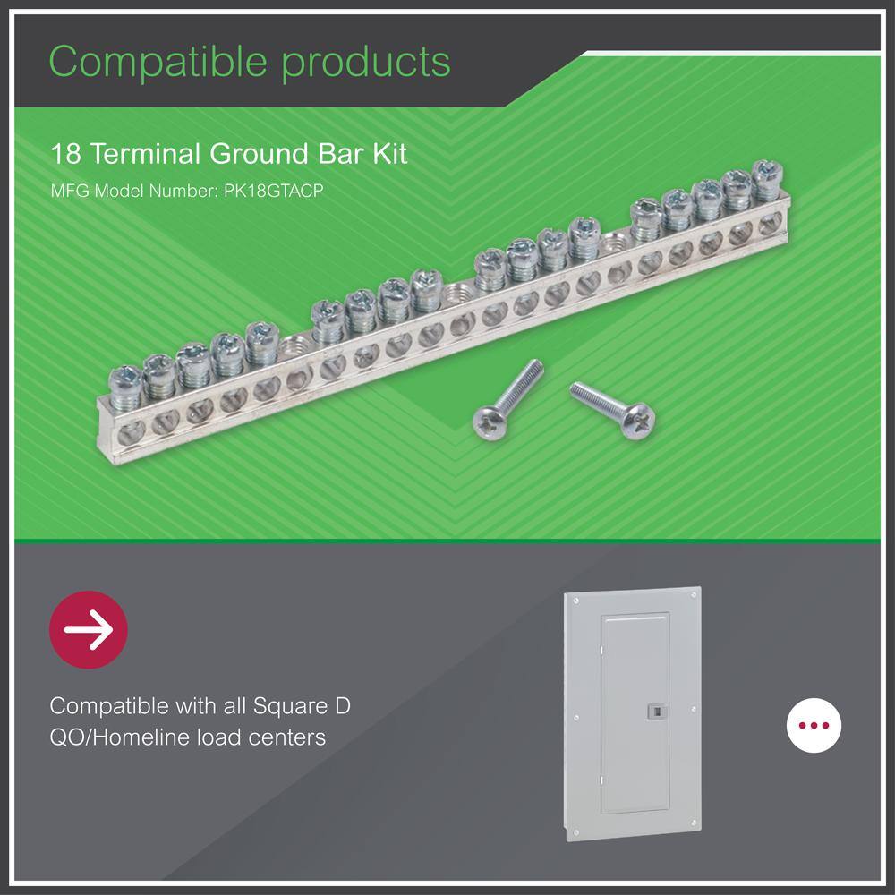 Square D 18 Terminal Ground Bar Kit PK18GTACP